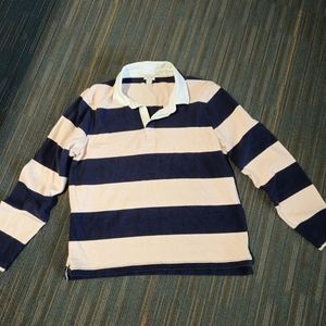 J Crew Long Sleeve Polo Womans XL Pink Blue Shirt